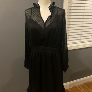 NWT Loft chiffon dress with slip underneath. Black size 10